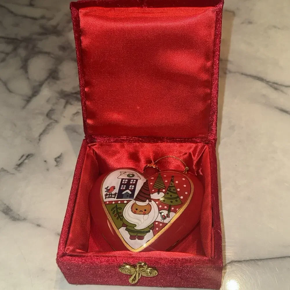 Pier‎ 1 Imports 2013 Glass Christmas Ornament Gnome Elf Heart Li Bien Handmade